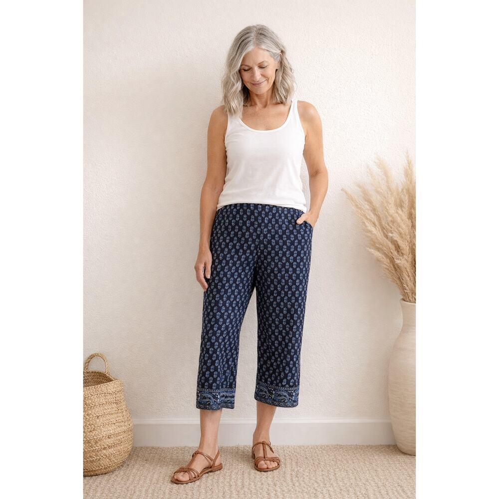 Lauren Ralph Lauren Capri Pants Blue Print Side Zip Women’s 12P